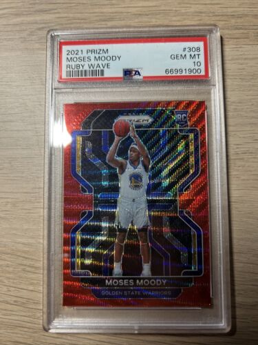 2021 Prizm Moses Moody Ruby Wave #308 PSA 10  - Picture 1 of 2