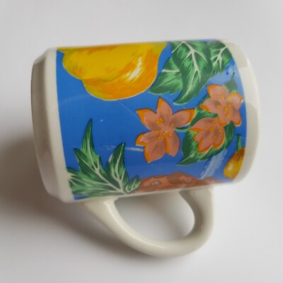 Rot China 70er Keramik Kaffee Tee Becher Tasse Obst Blume Retro Chinesisch Vintage