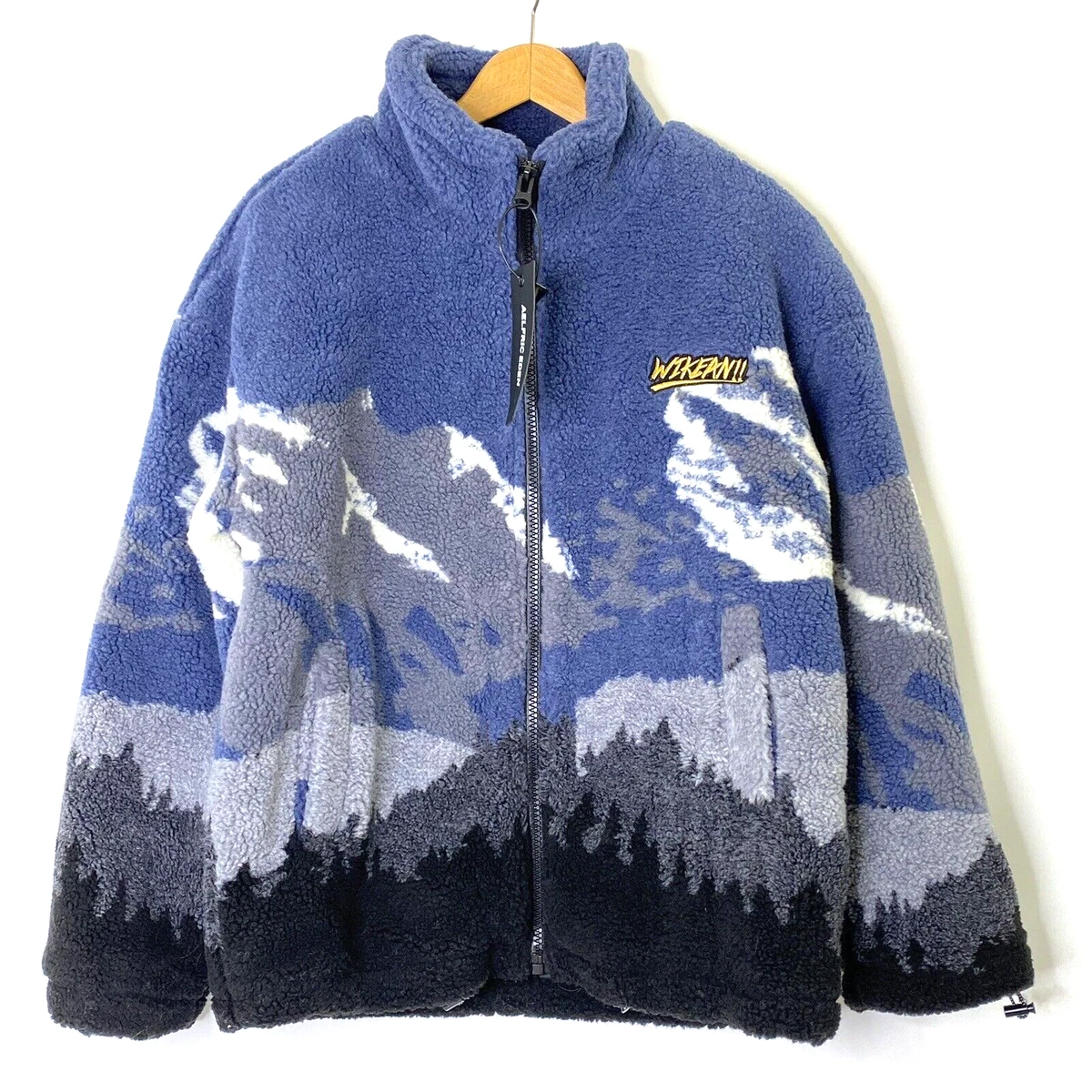 Aelfric Eden Wikean Oversized Zip Front Sherpa Fleece Jacket Mens size XS  Blue