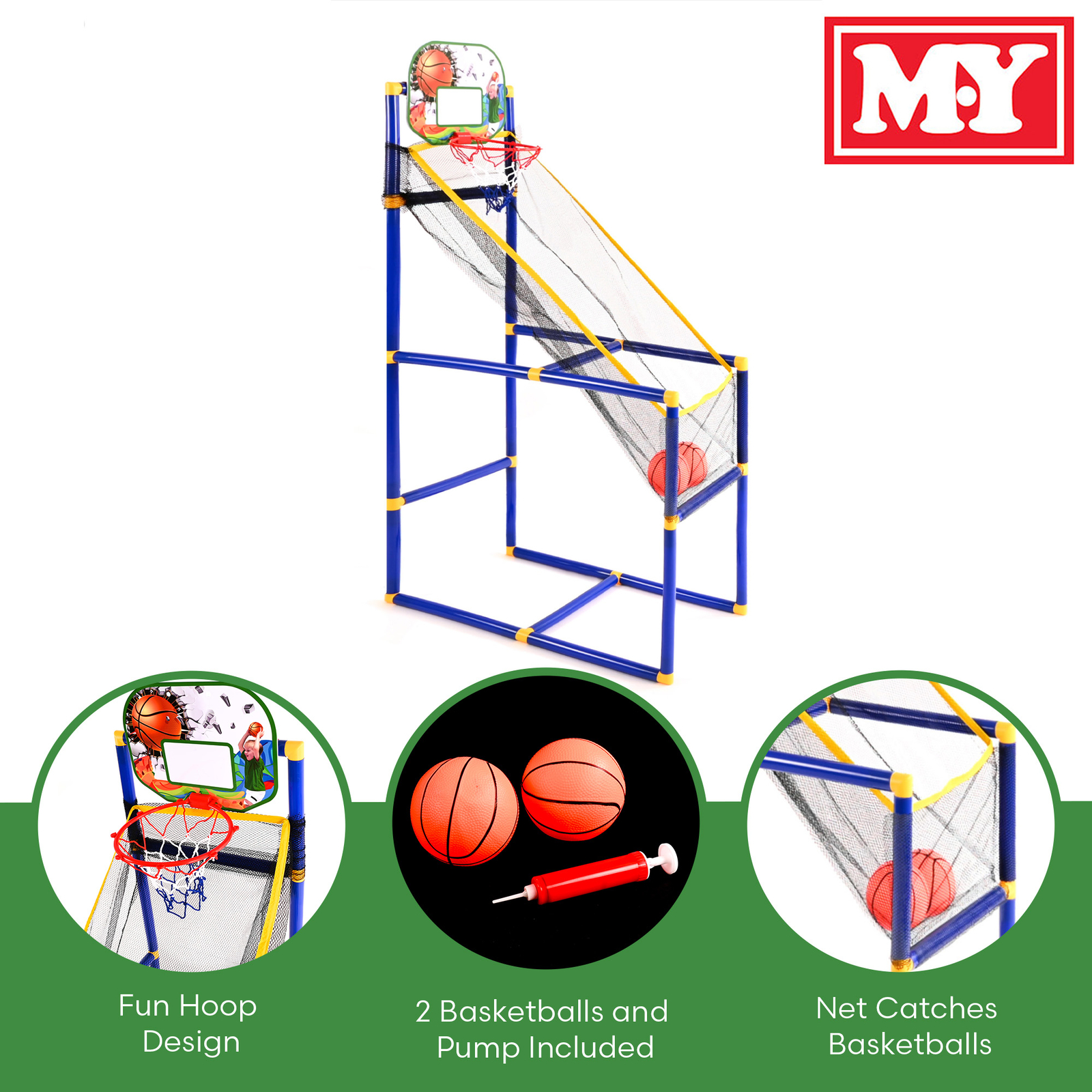 M.Y Portable Adults & Kids Indoor/Outdoor Basketball Stand Hoop Net