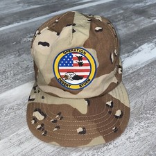 Vintage Operation Desert Storm Camo Hat Flag & Eagle Snapback USA Made