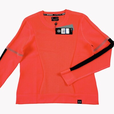 Under Armour Women's INTELLIKNIT Phantom Sweater Sz XL Neon Orange Red $100 NWT