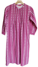 La Cera Flannel Granny Nightgown M Burgundy Snowflake Print Pintucked VALENTINES