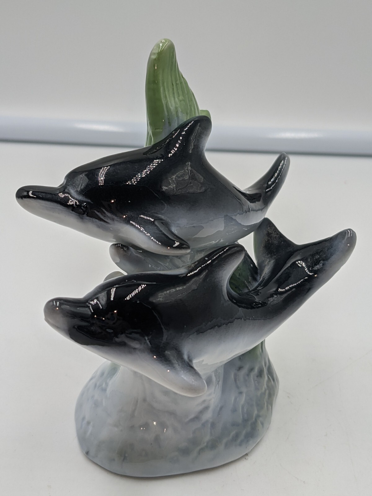 VTG Porcelain 2 Dolphins Swimming Ocean Figurine