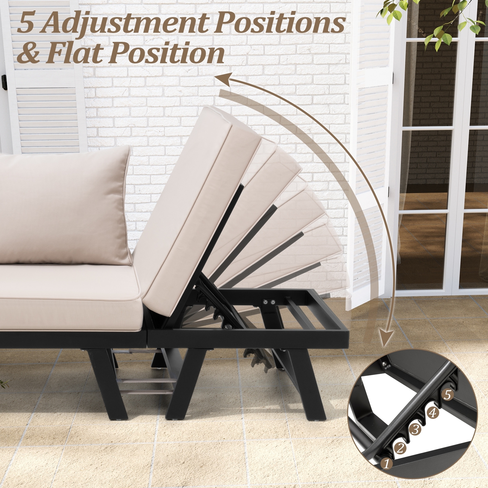 Adjustable Aluminum Outdoor Patio Sofa Daybed Chaise Lounge for Ultimate Comfort