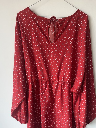 Daisy Street curve size 18 red white flowers dress long sleeve holiday Summer - Picture 12 of 18