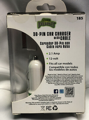 New iPhone IPad IPod Fast Car Charger Pugs 4' Cable 30-Pin 12 Volt iPhone  Type