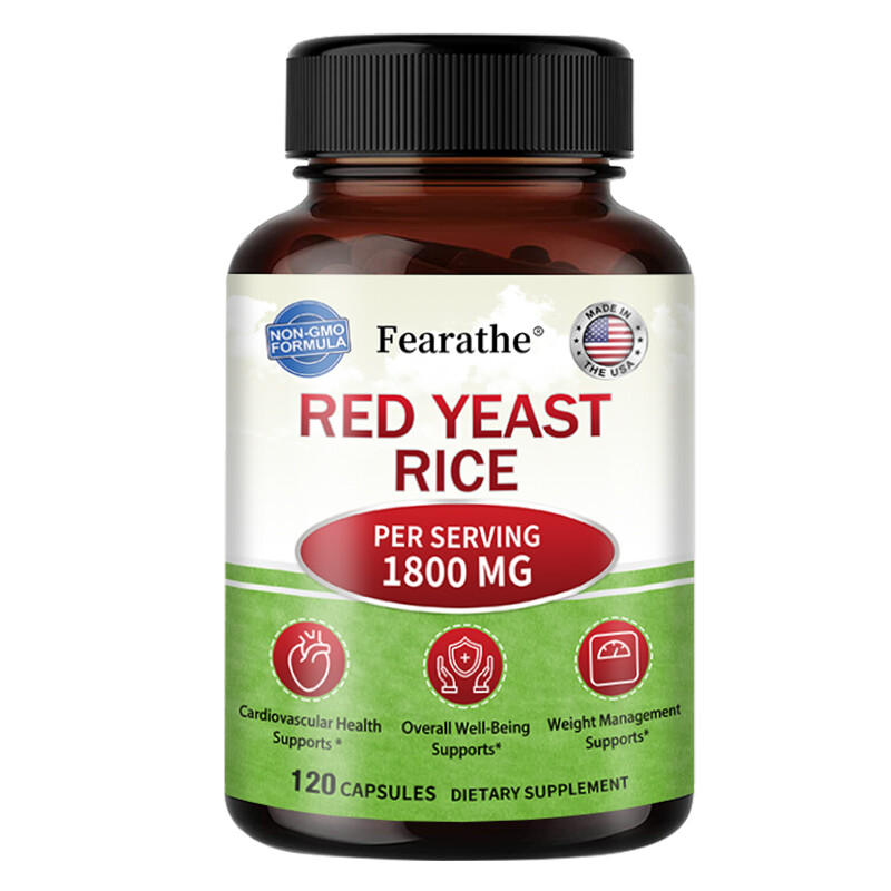 Arroz de levadura roja 1800 mg - corazón, salud cardiovascular, circulación sanguínea mejorada