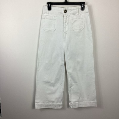 Pilcro The Skipper Cropped White Wide Leg Petite Jeans Size 26P