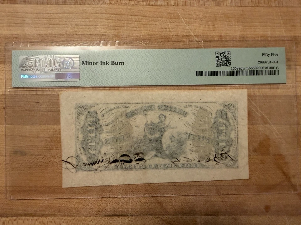 Fr.1358 spwmb 50¢ Fractional PMG 55 AU – Wide Margins Specimen– Scarce Type - Image 2 of 2