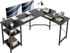Cubicubi L Shaped Desk, 59.1 Inch Reversible Corner Desk with Storage Shelves, H