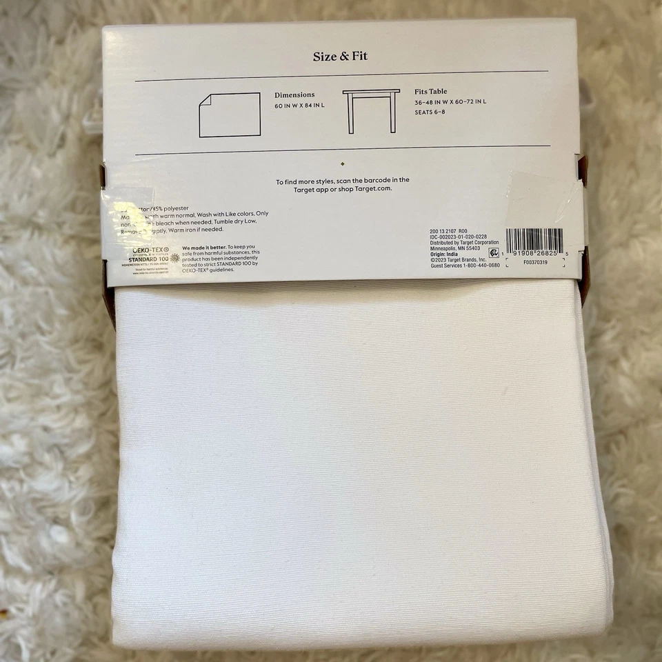 “84×60” White Solid Tablecloth – Threshold™ - Image 2 of 4