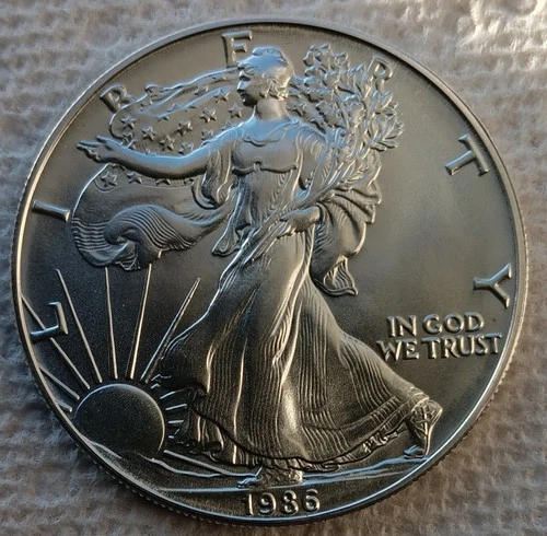 1986 AMERICAN SILVER EAGLE GEM BU