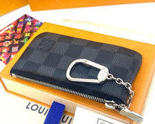 Louis Vuitton Damier Graphite Pochette Cles Key Coin Case Black AB Rank