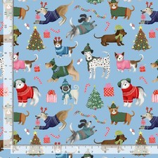 Christmas Fabric Holiday Favorites Dog Sweaters Blue Timeless Treasures YARD