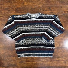 Vintage 80s 90s Grandpa Striped Dots Colorful Men  s Sweater Impact L