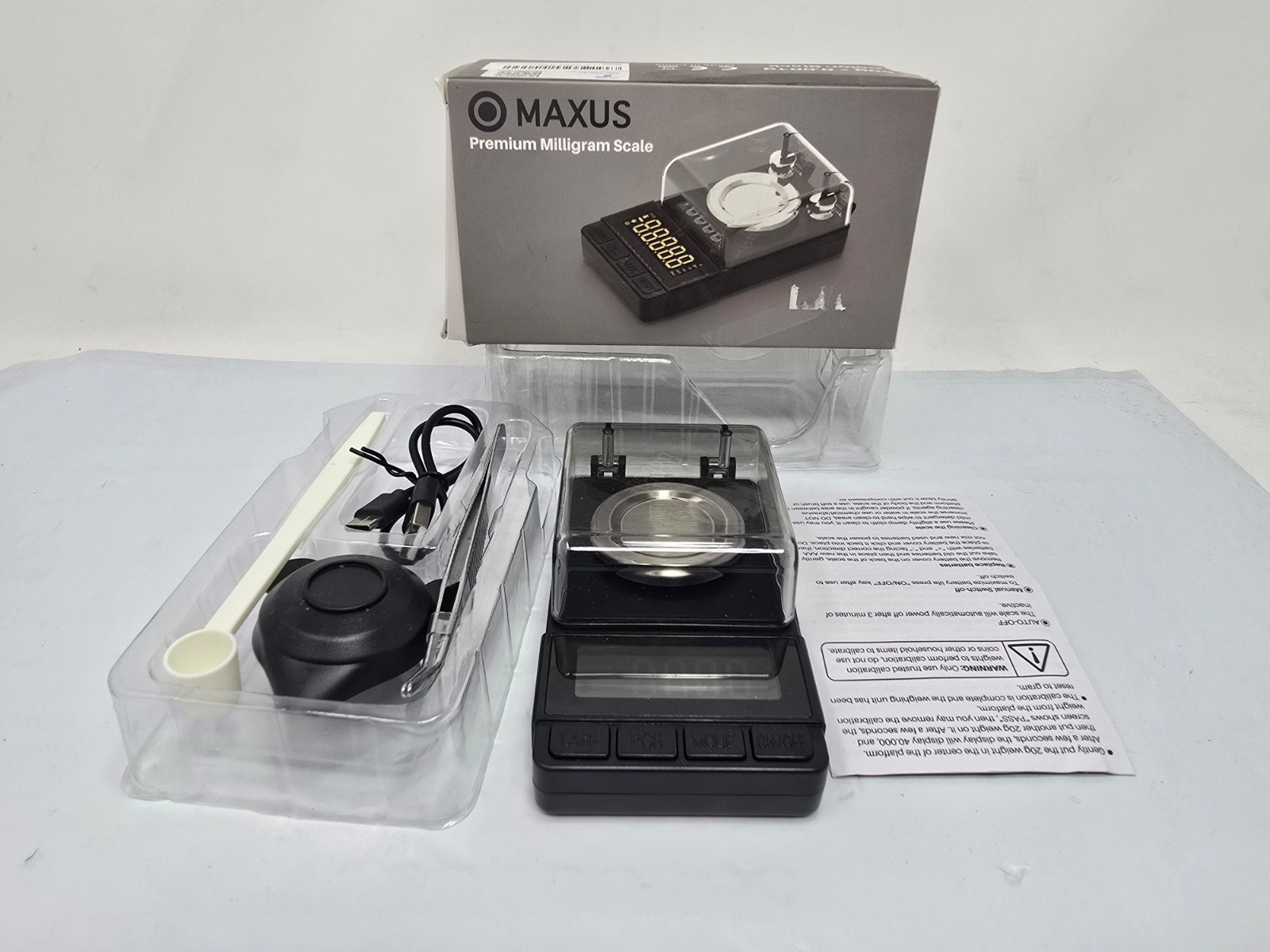 MAXUS MG-DT50-001-BK Digital Milligram Scale 50g x 0.001g Tested Used