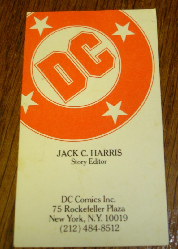 D.C. Comics - Jack C. Harris Story Editor - Business card