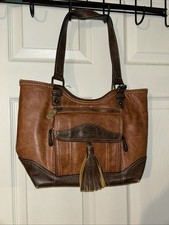 Women's Medium Brown Leather Backpack Purse Retro Style 14-in Height