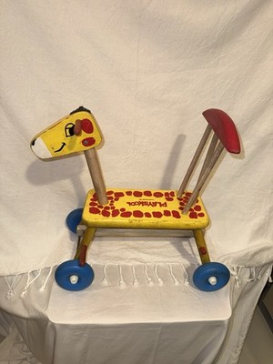 Playskool 1970 s Vintage Wooden Ride-On Giraffe Toy 18''
