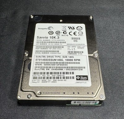 Sun 390-0448 146GB 2.5'' 10K RPM 6Gb/Sec SAS HDD - Sun Fire X4170 M2, ST9146803SS