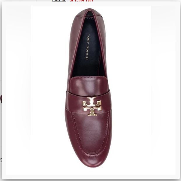 Brand New Tory Burch sz 7 Dark Carmine Calf Leather Logo Slip On Loafer 158204 thumbnail 2