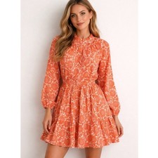 J.Crew Paisley Mini Dress Orange White Ruffle Size XL