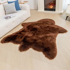 Brown Bear Rug Faux Cowhide Rug Animal Print Area Rug Faux Sheepskin Fur Carp...