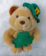 Saint Patrick's Day Teddy Bear Irish Shamrock Four Leaf Clover 9" Plush Stuffed