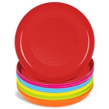 Kids Plates Set of 12 - Toddler Plastic Dinner Plates - BPA FREE, Microwave 