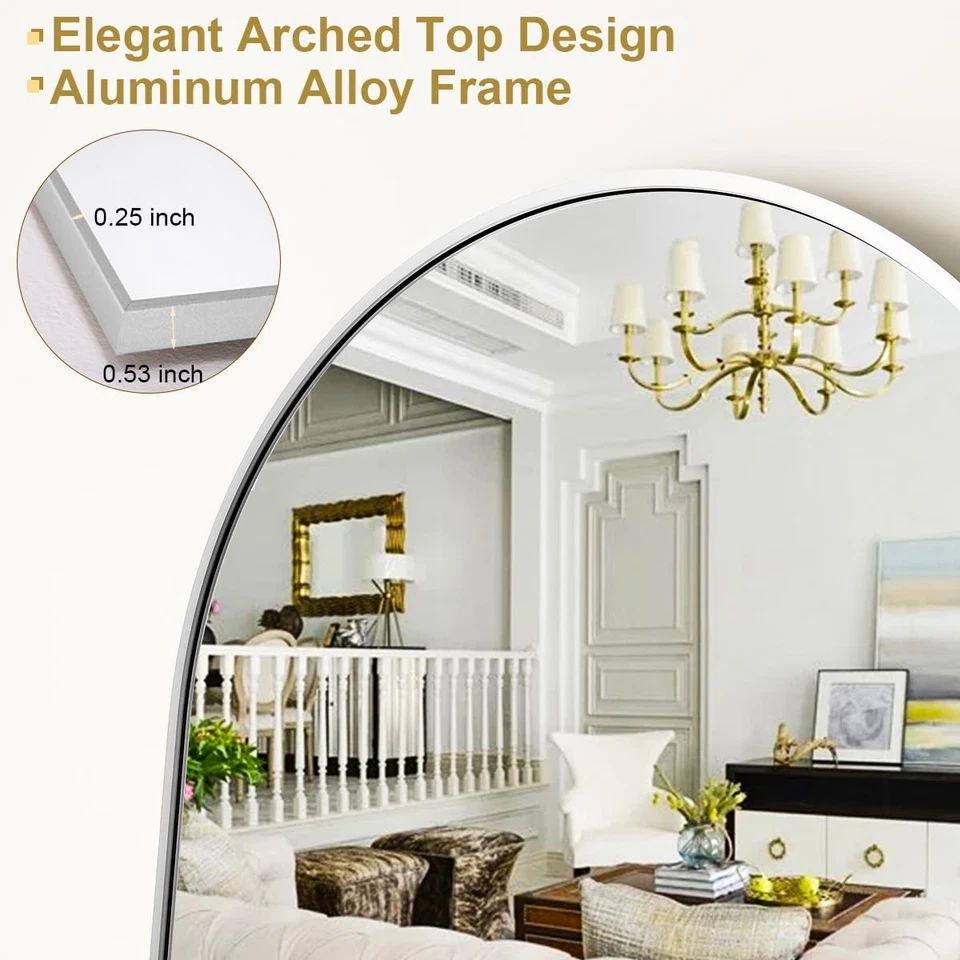 Espejos retrovisores de piso de arco de espejo de longitud completa de 56"x21" con marco de aleación de aluminio Free-S... Foto 4 de 4