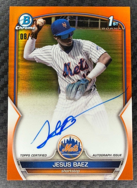 2023 Bowman Chrome Jesus Baez Orange Refractor Auto 08/25 - Cardinals