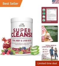 Super Cleanse Juice Powder - 34 Fruits & Veggies for Natural Detox, 14 Servings