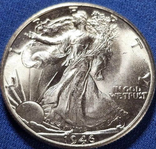 1946-D Walking Liberty Half Dollar Choice BU. Blazing Luster!!!