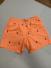Polo Ralph Lauren Mens Orange Swim Trunk All Over Pony Large Tall NWOT Free Ship