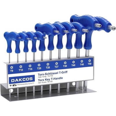 Torx Schlüssel Set 10 Stück T9-T50 T-Griff Chrom-Vanadium Blau