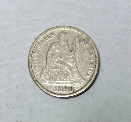 1890 Seated Liberty Dime, VF Details, Cleaned