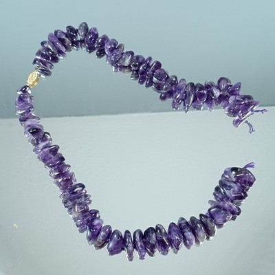 Amethyst Chip Stone Necklace Natural Gemstone Purple Crystal Jewelry- BROKEN