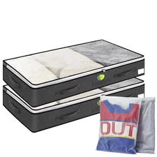 Lightweight Linen Underbed Storage Containers (2-Pack) 90L Foldable Organizers
