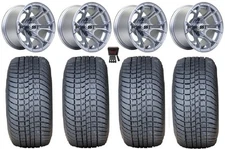 GTW Spyder 12" Wheels Silver Brush 215x50 Pro Rider Tires E-Z-GO & Club Car