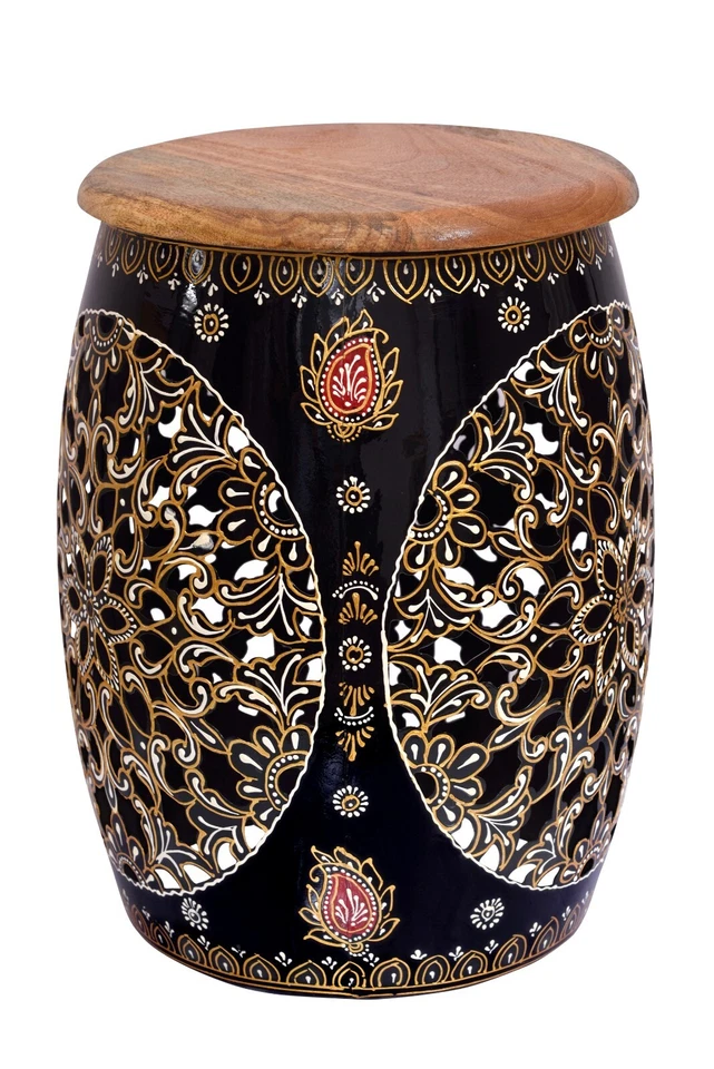 Hand Painted Iron Big Stool / Mudda / Table Decor for home / Office - Multicolor - Image 2 of 4