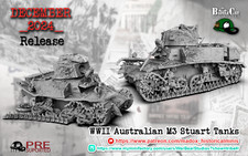 BattleCat Minis 28mm Scale WWll Australian M3 Stuart Tank (Destroyed) 3D Printed