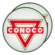 Pair of Conoco Triangle 13.5" Gas Pump Lenses (G120)