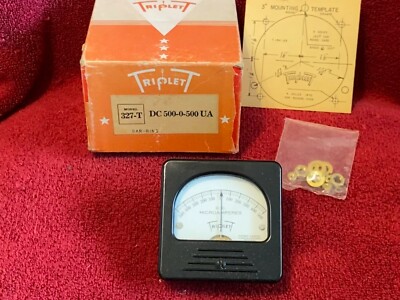 TRIPLETT 327-T DC MICROAMPERES GAUGE VINTAGE IN BOX P/N DC 500-0-500 UA
