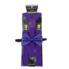  Purple Bow Tie & Suspender Men Accessories Wedding Formal Wear Prom  