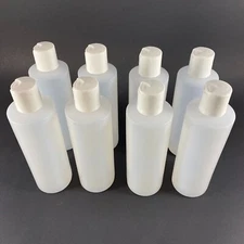 8-oz Plastic Squeeze Bottle (Qty 8) w/White Disc Cap Craft Paint Travel Beauty