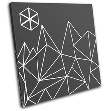 Geometric Mountain Scape Abstract SINGLE CANVAS WALL ART Picture Print VA