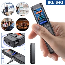 64GB Rechargeable LCD Digital Audio Sound Voice Recorder Dictaphone MP3 Player