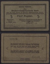 [25359] - DOA / BANK NIEMIECKO-WSCHODNIOAFRYKAŃSKI, 5 rupii, 15.08.1915, seria C. Gra