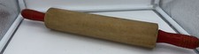 Red Handled Primitive Rolling Pin 17 Inches Wood Kitchen Collectibles Decor